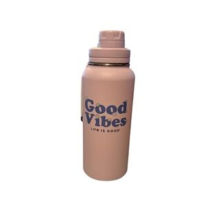 Life is Good Good Vibes 32 oz Water Bottle (Blush) (NWT)